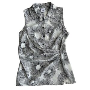 CAbi Women's White Collared Sleeveless‎ Priority Blouse Small #5228